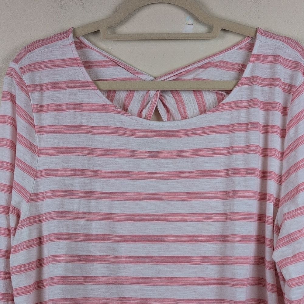 Talbot's T By Talbot's Striped Pink & White Twist Back Women's Top Size XL - Picture 3 of 9